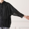 ヒロコ　デシネール 切替が美しい フード付 コクーンシャツジャケット