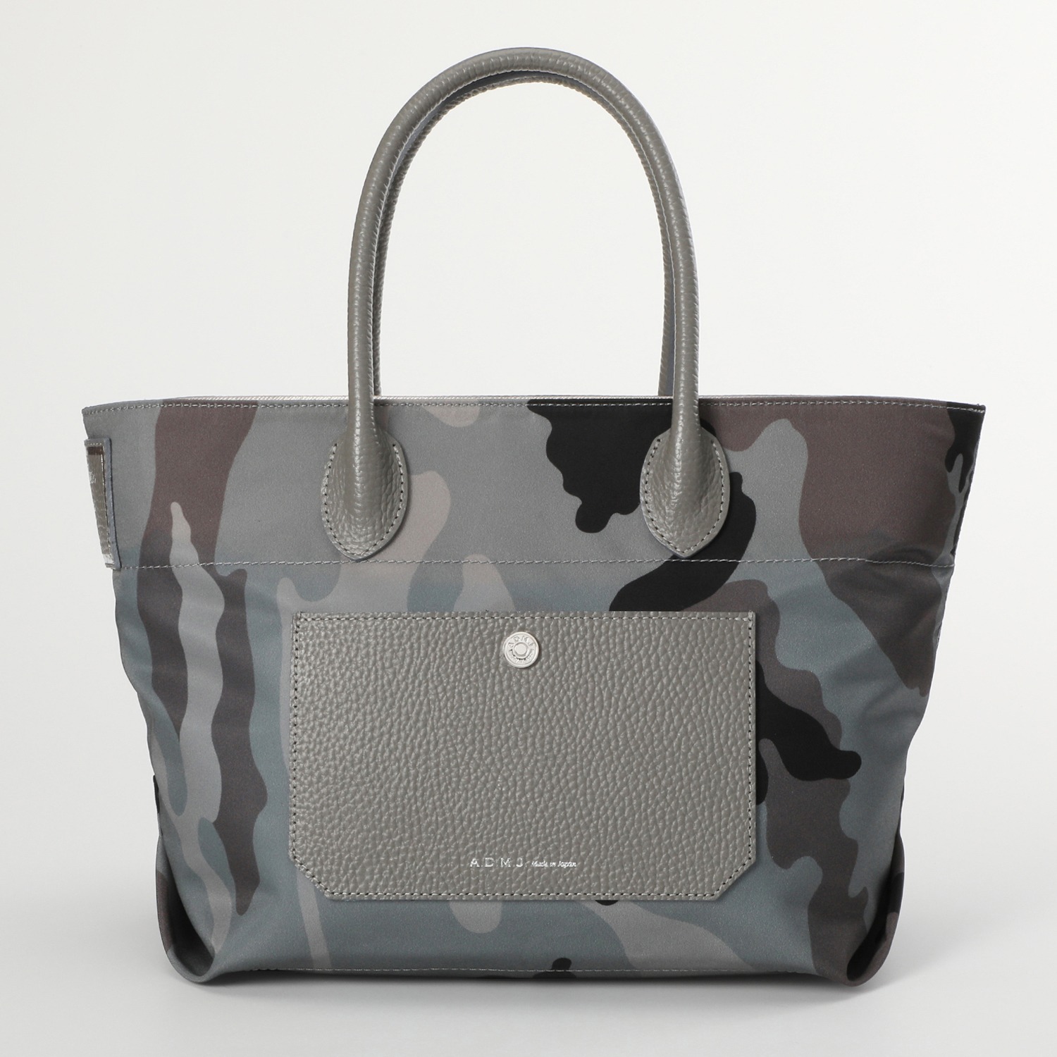 エーディーエムジェイ イタリアンファブリック アウトポケットアクセント ファスナー付トートバッグ