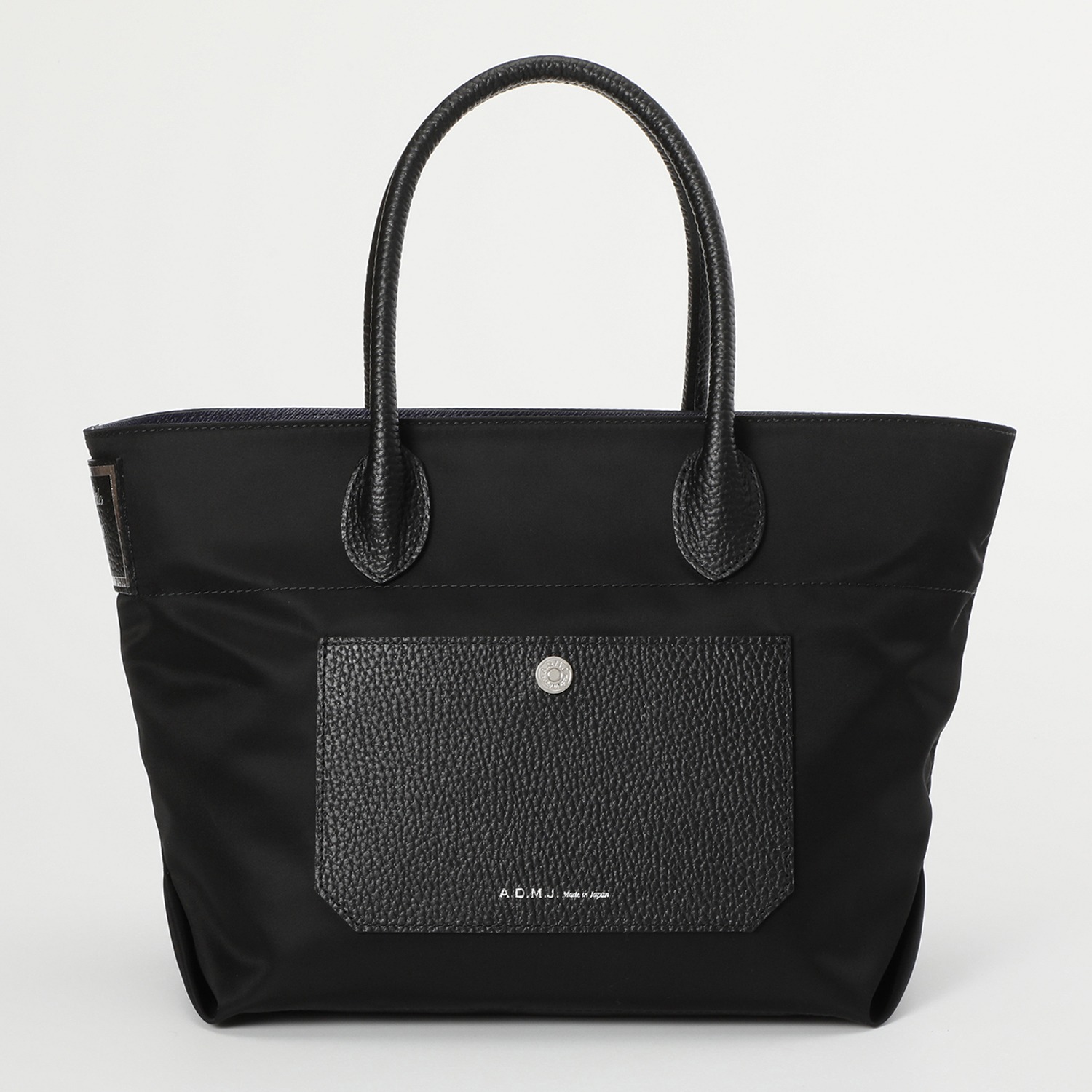 エーディーエムジェイ イタリアンファブリック アウトポケットアクセント ファスナー付トートバッグ