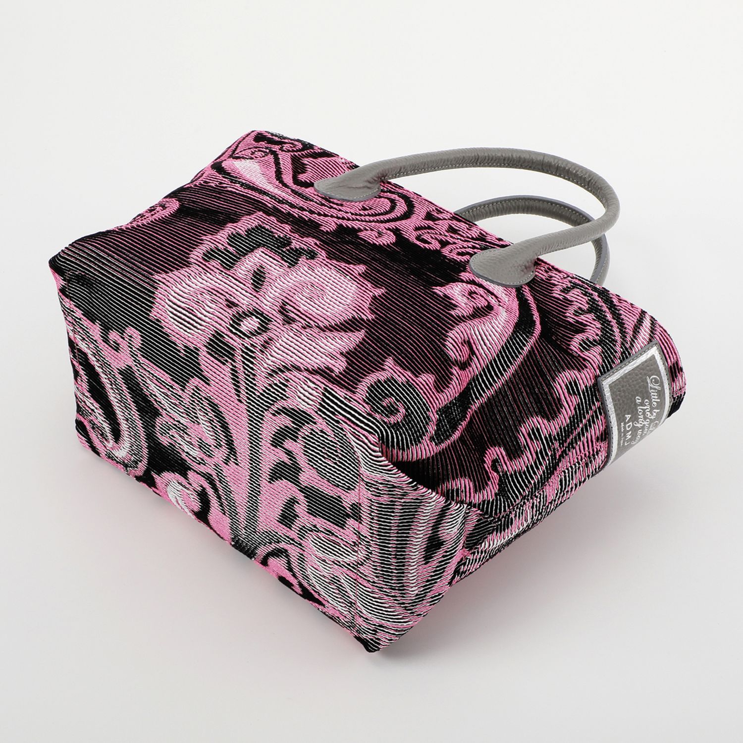 エーディーエムジェイ イタリアンファブリック アウトポケットアクセント ファスナー付トートバッグ