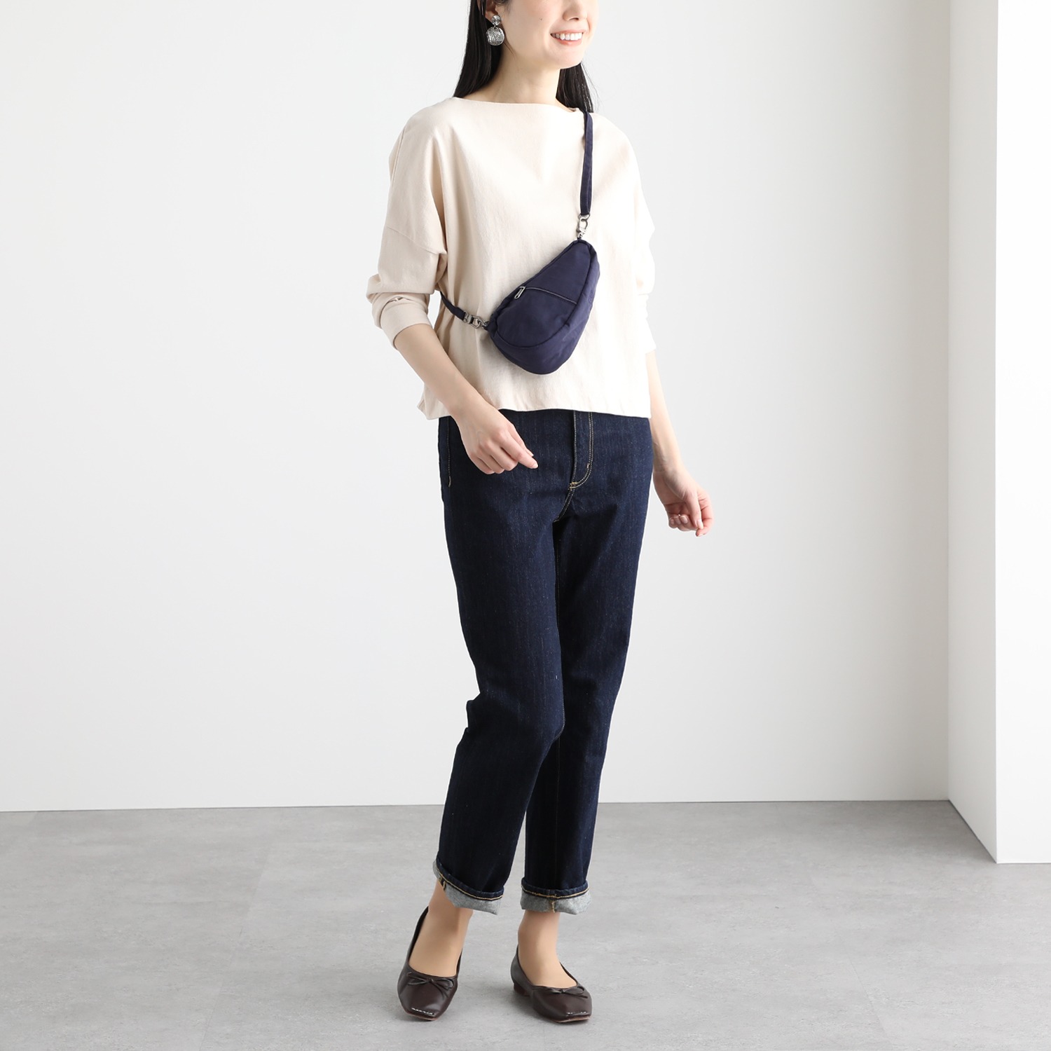 ヘルシーバックバッグ ポーチ付 はっ水 テクスチャードナイロン ボディーバッグ