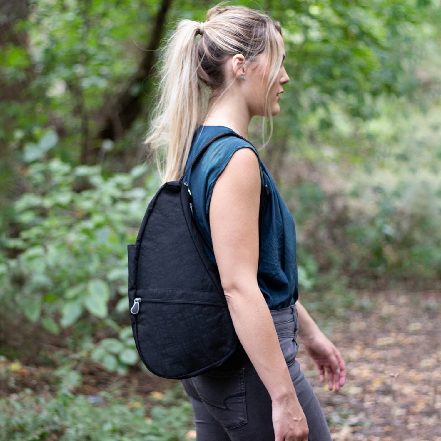 ヘルシーバックバッグ ポーチ付 はっ水 テクスチャードナイロン ボディーバッグ