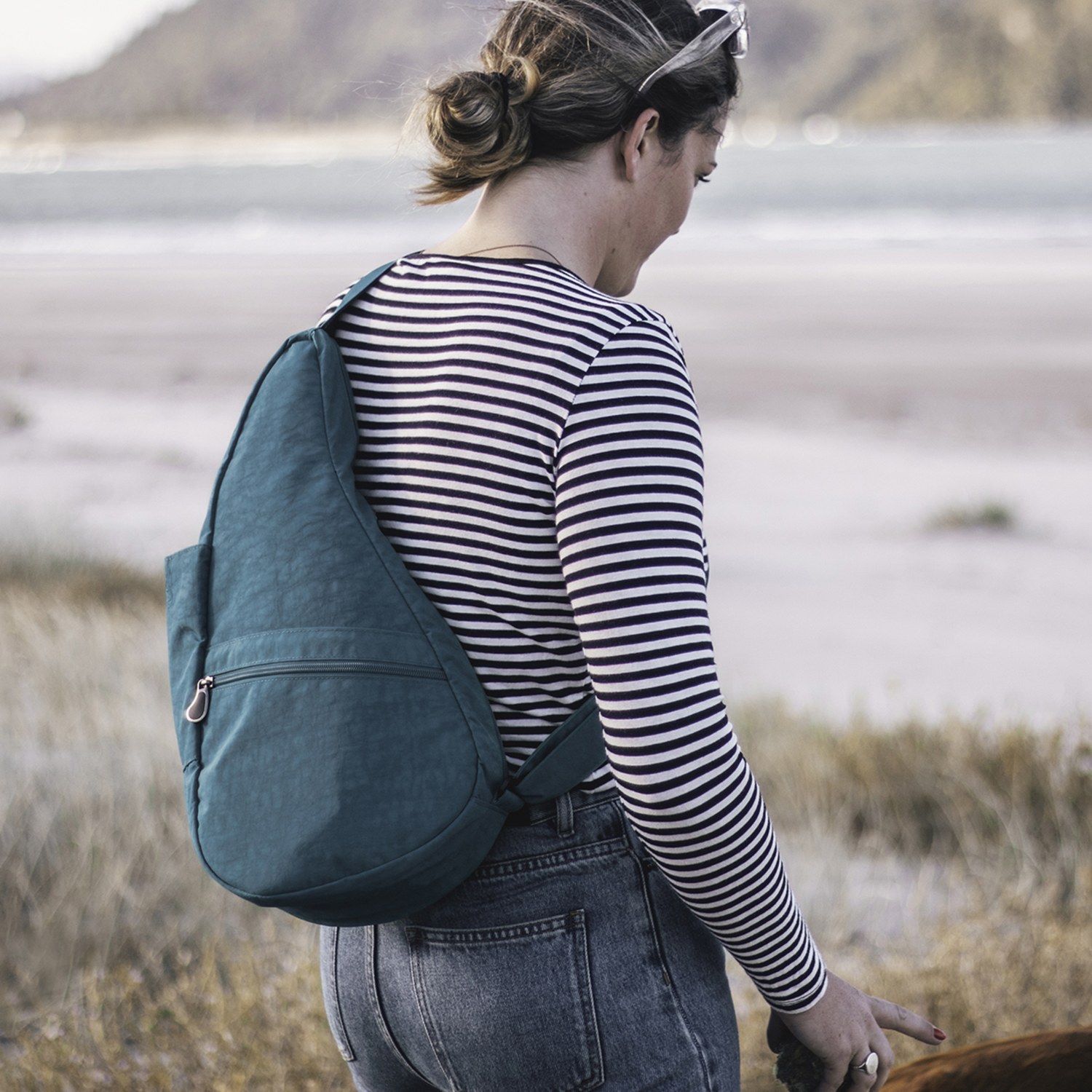 ヘルシーバックバッグ ポーチ付 はっ水 テクスチャードナイロン ボディーバッグ