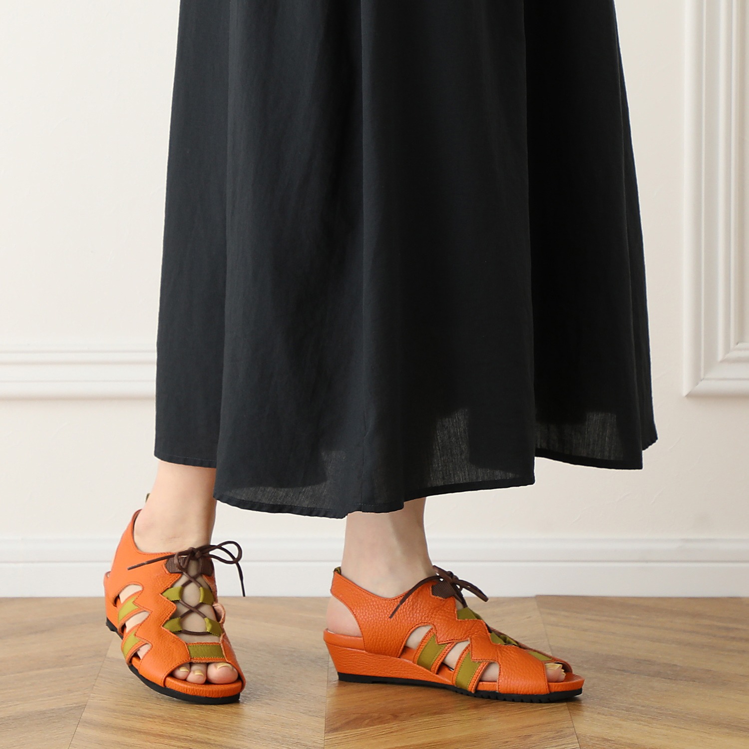 アルイトウ マストロット社製 イタリアンレザー 軽量レースアップサンダル