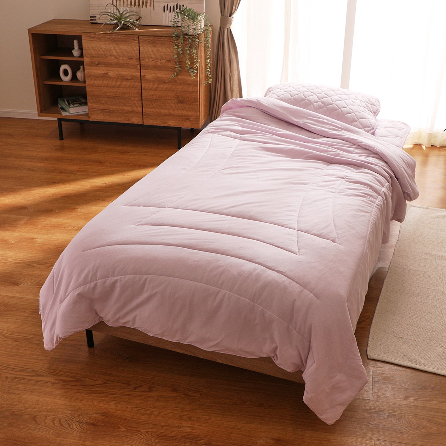 ＜シングル＞防ダニ加工わた入り コットン１００％ 肌掛けふとん 