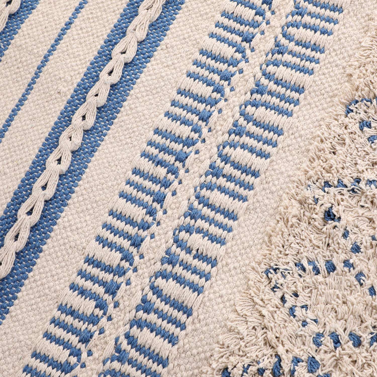 お部屋に個性をプラス！ 伝統的な手織り機で丁寧に織り上げた ハンドメイド コットン玄関マット 