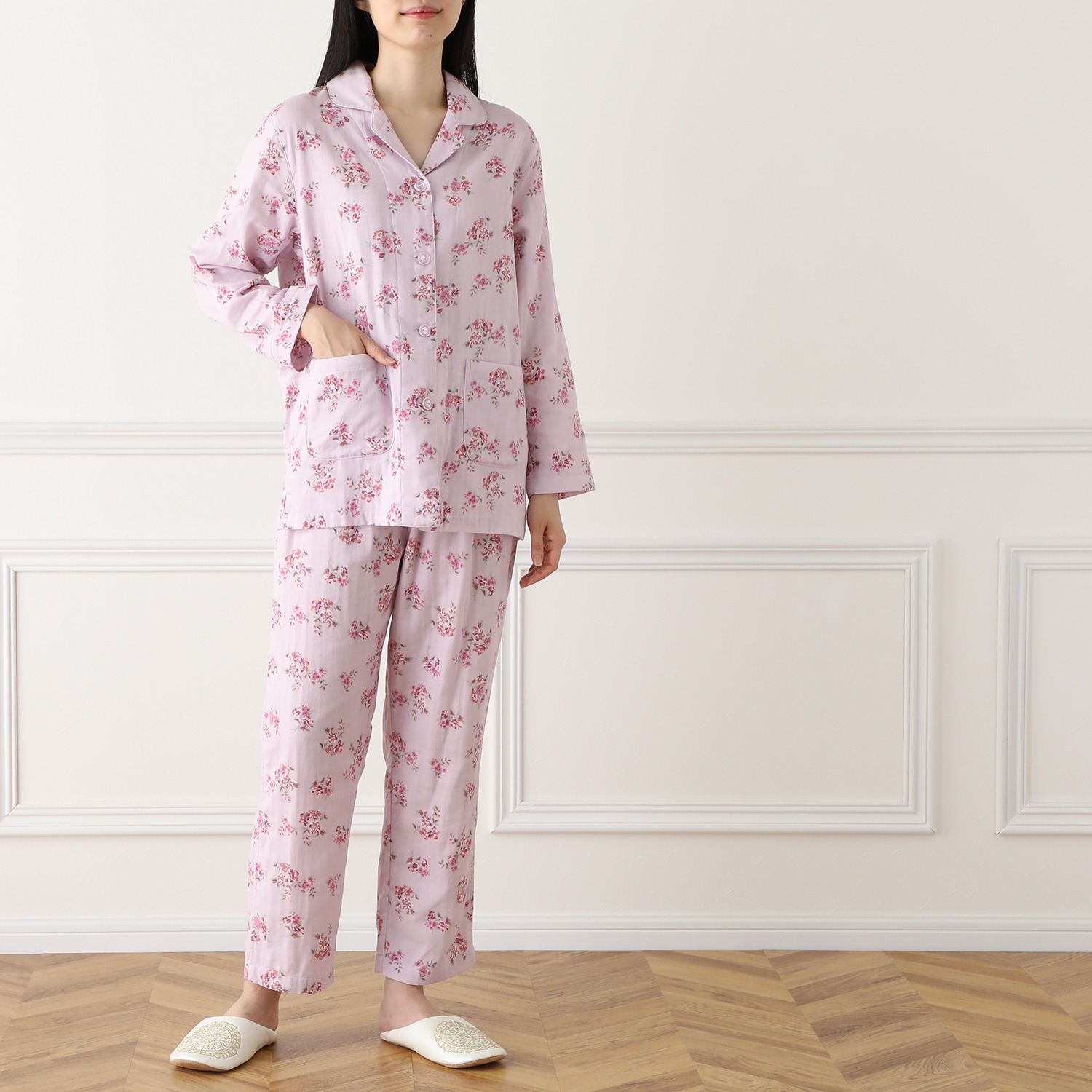 西川 やわらかコットン１００％ ２重ガーゼパジャマ