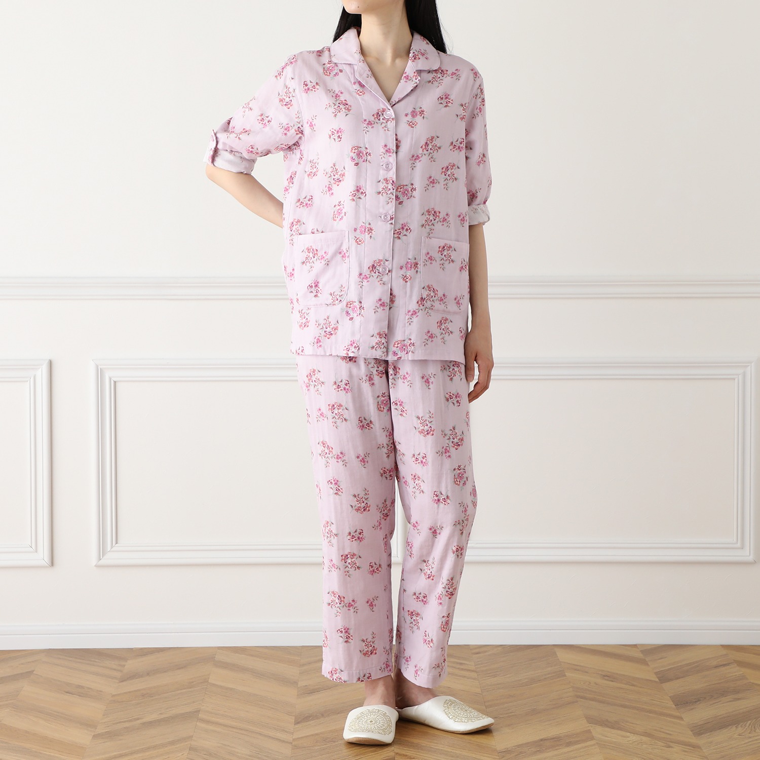 西川 やわらかコットン１００％ ２重ガーゼパジャマ