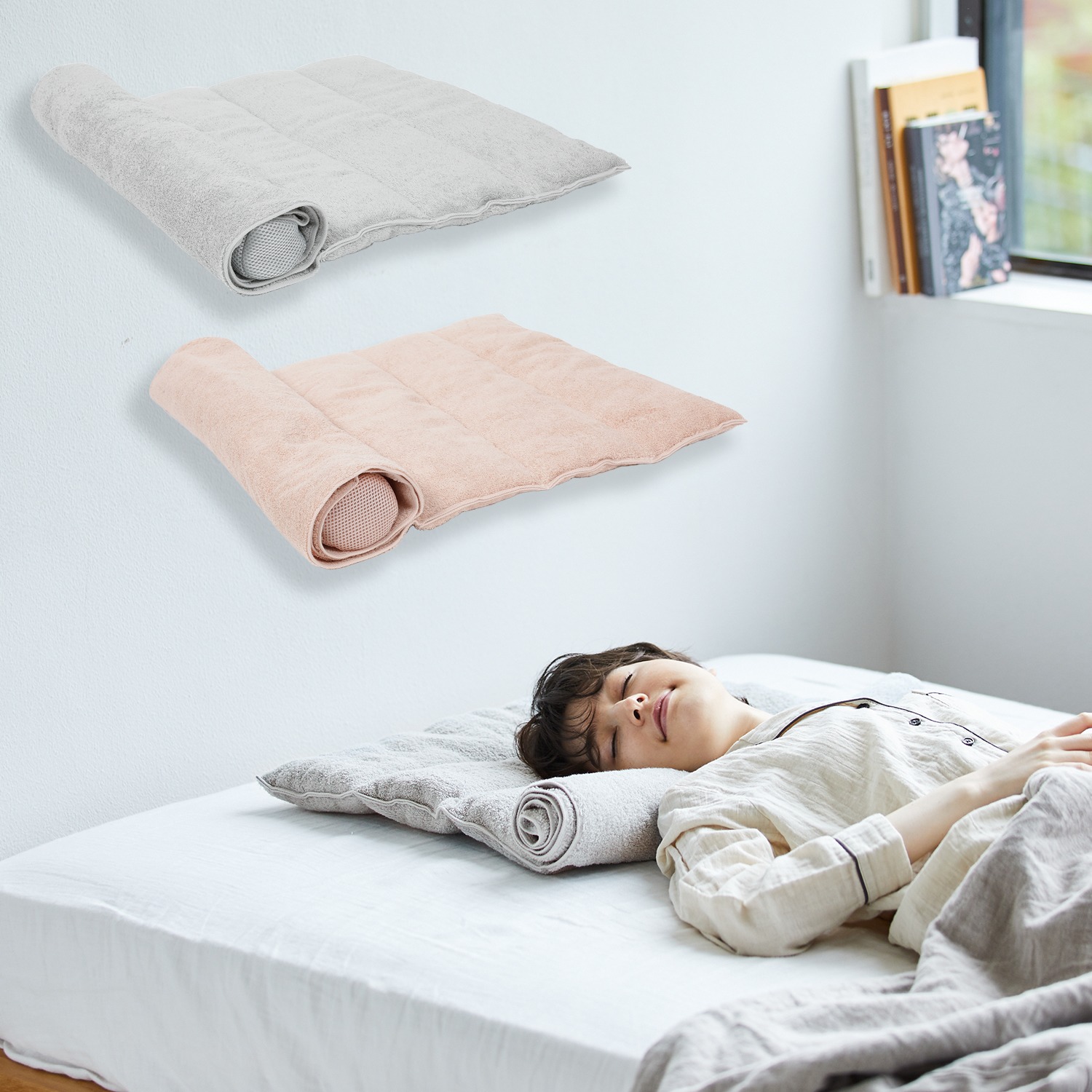 ネルチャー くるくる巻いて 寝姿勢にフィット 今治 睡眠用タオル２