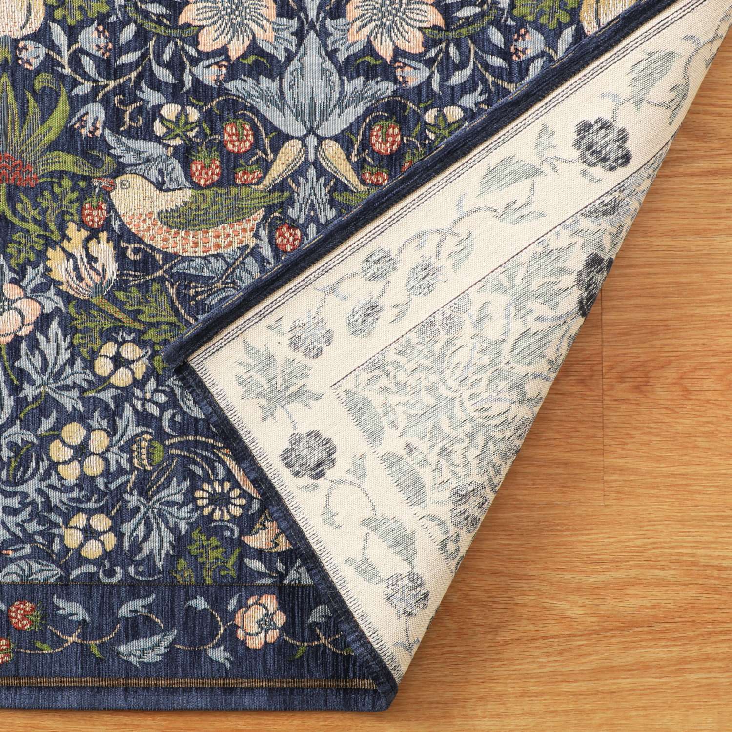 ＜６７×１２０ｃｍ＞モリスデザインスタジオ “いちご泥棒” ベルギー製 ゴブラン織マット 