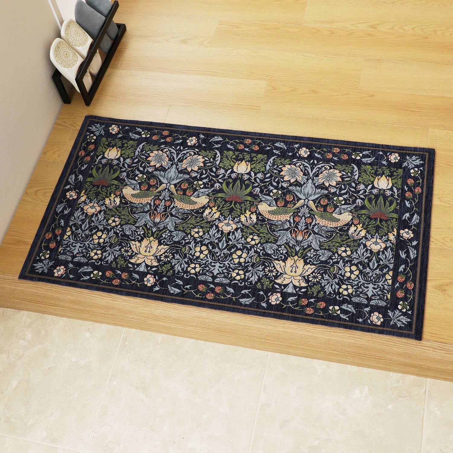 ＜６７×１２０ｃｍ＞モリスデザインスタジオ “いちご泥棒” ベルギー製 ゴブラン織マット 