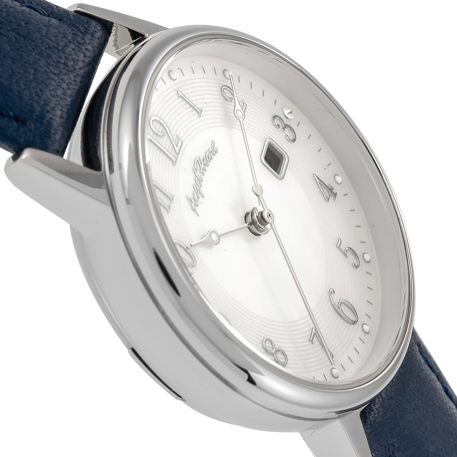 ＜ネイビー＞エンジェルハート イノセントタイム クリスタルガラス ラウンドフェイス ソーラーウォッチ