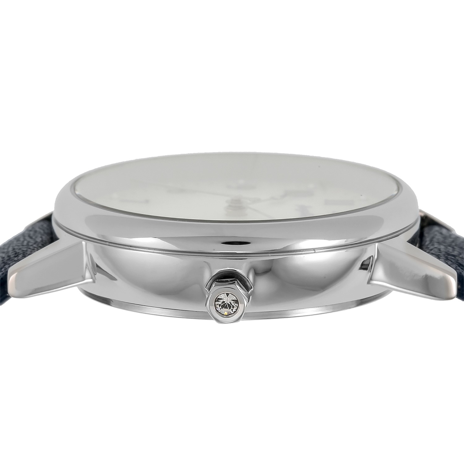 ＜ネイビー＞エンジェルハート イノセントタイム クリスタルガラス ラウンドフェイス ソーラーウォッチ