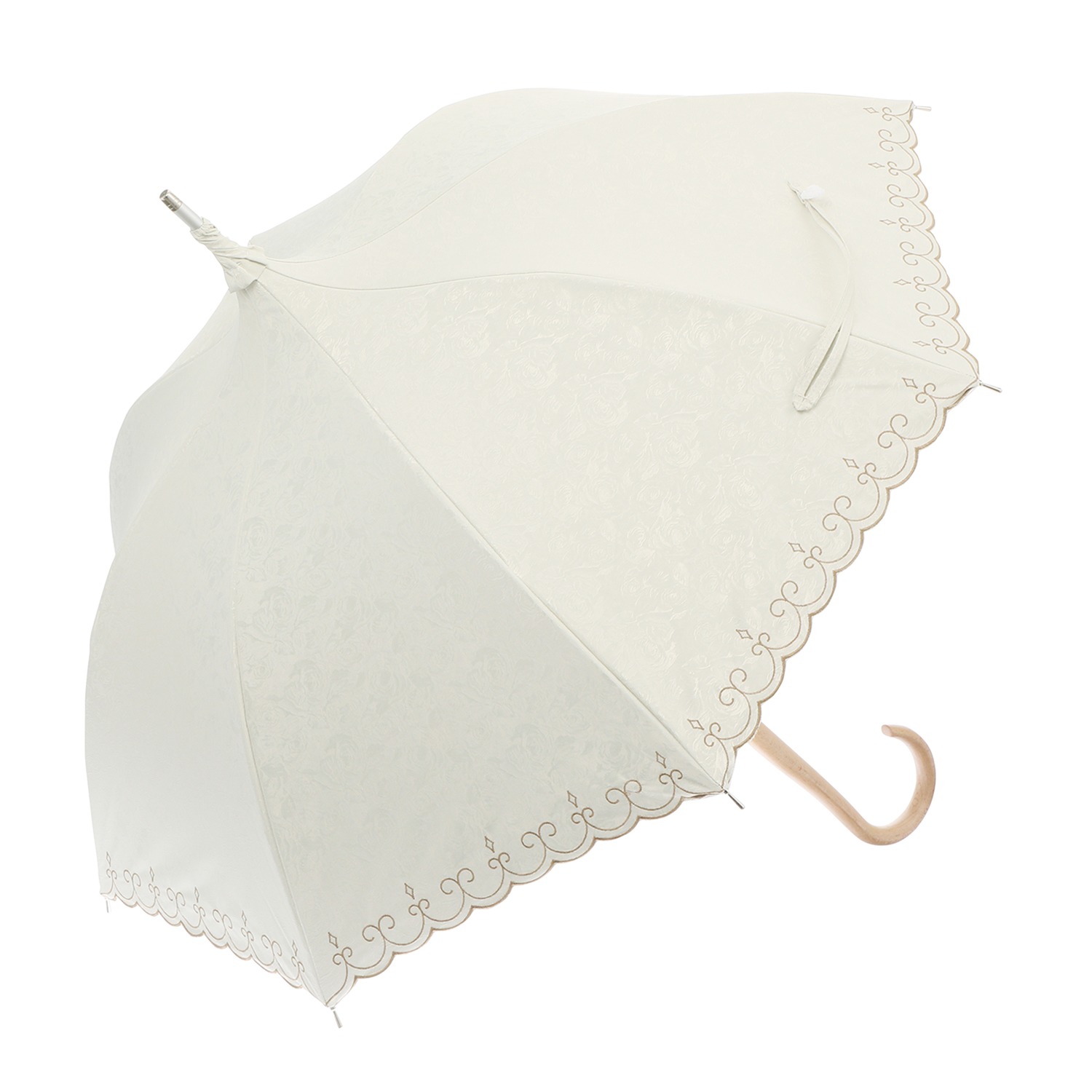 アプレビュート バラ柄ジャガード 晴雨兼用長傘