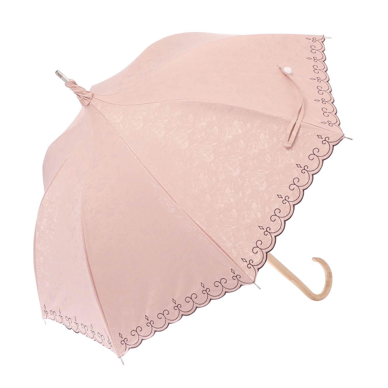 アプレビュート バラ柄ジャガード 晴雨兼用長傘