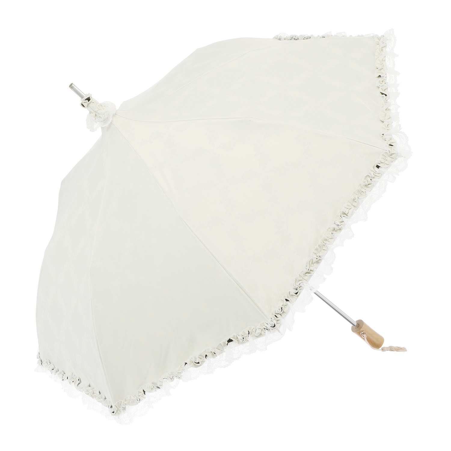 アプレビュート 別注バラ柄ジャガード レースアクセント 晴雨兼用折りたたみ傘