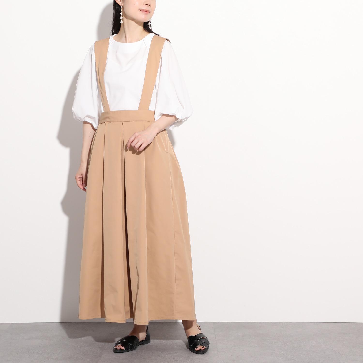 イロプライム サスペンダー付 ツイルスカート