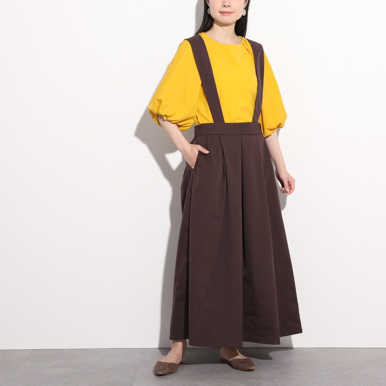 イロプライム サスペンダー付 ツイルスカート