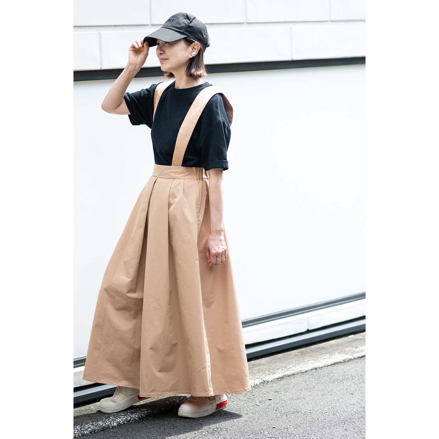 イロプライム サスペンダー付 ツイルスカート