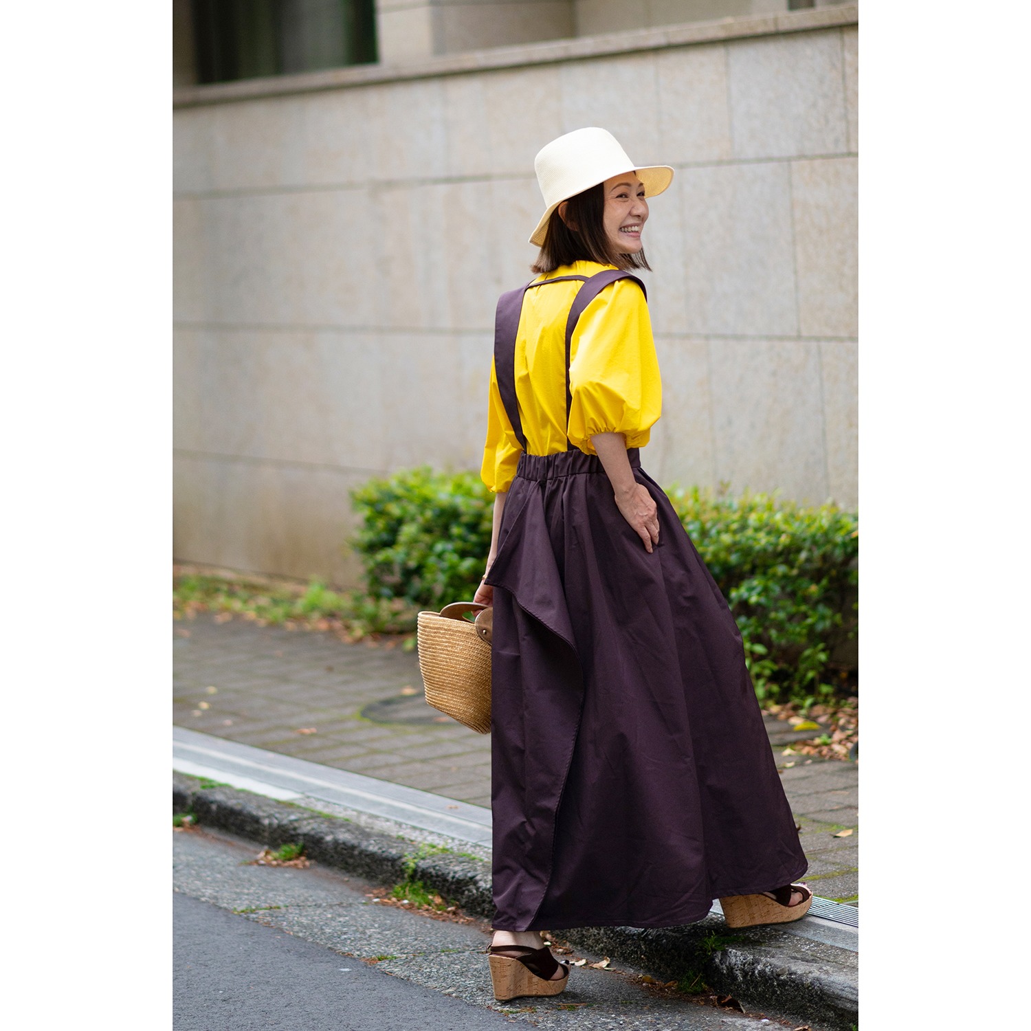 イロプライム サスペンダー付 ツイルスカート