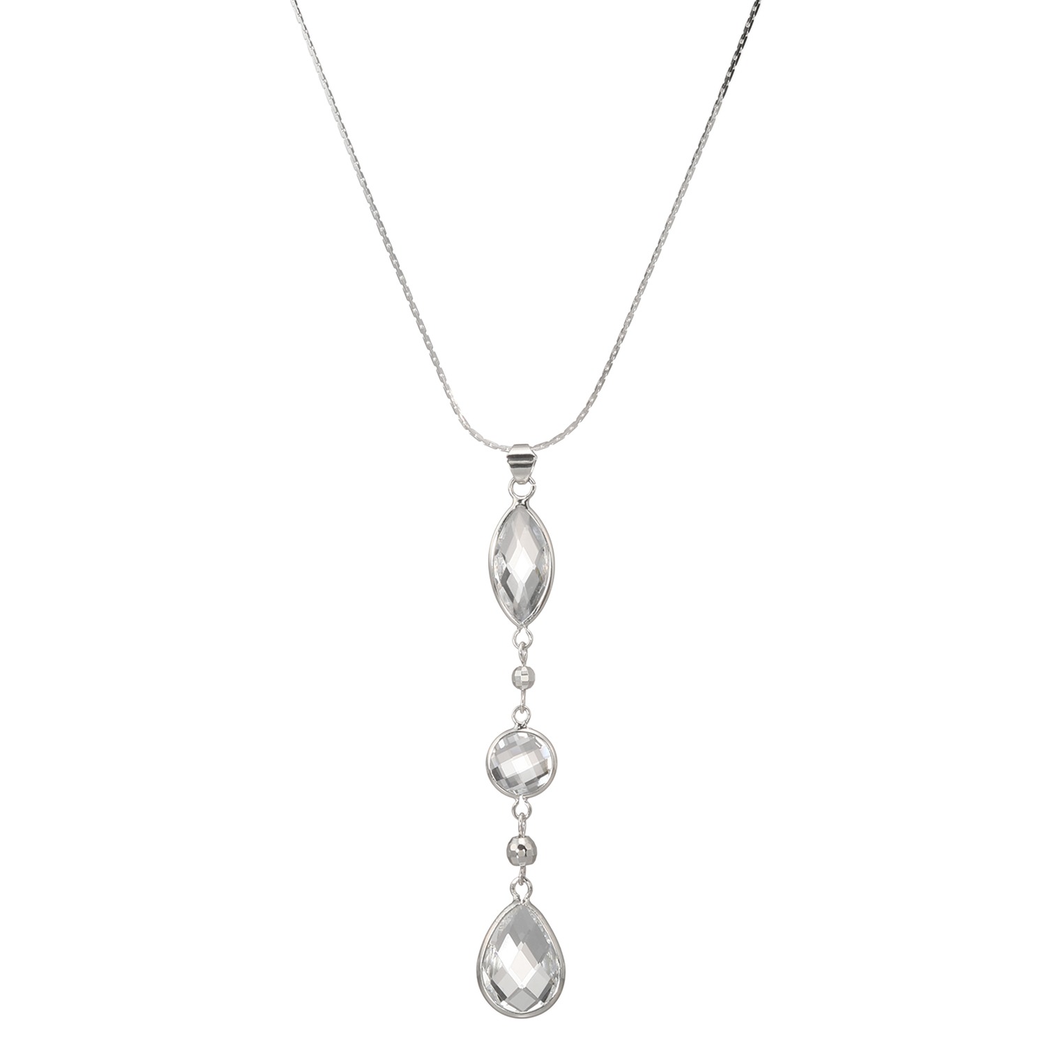 シマ・リリアーナ カットビジュウ ３ストーンデザイン スライドチェーン ペンダント