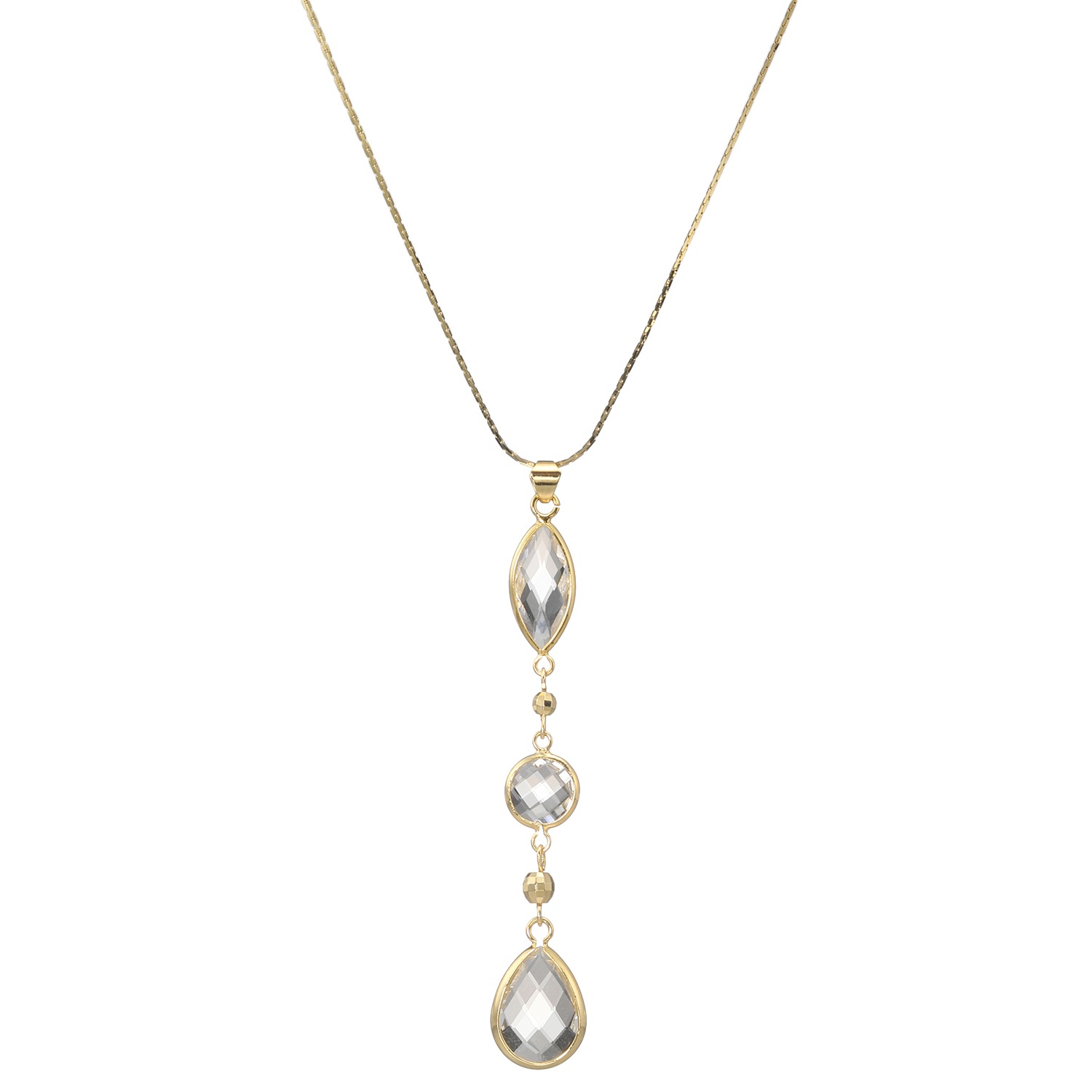 シマ・リリアーナ カットビジュウ ３ストーンデザイン スライドチェーン ペンダント