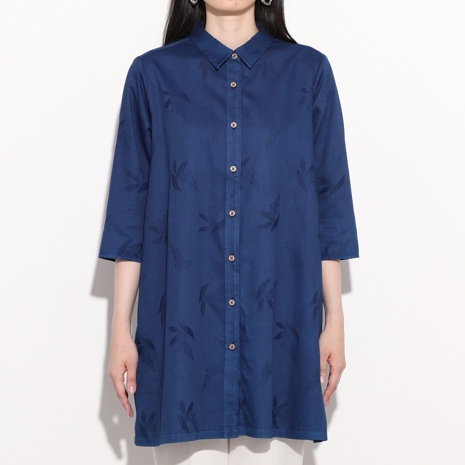 月桃物語 琉球藍染 ロングシャツ