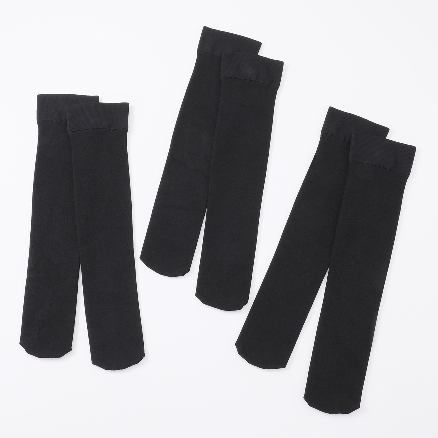 うらぽか あったかパイル ２００デニール ひざ丈ショートタイツ ３足セット