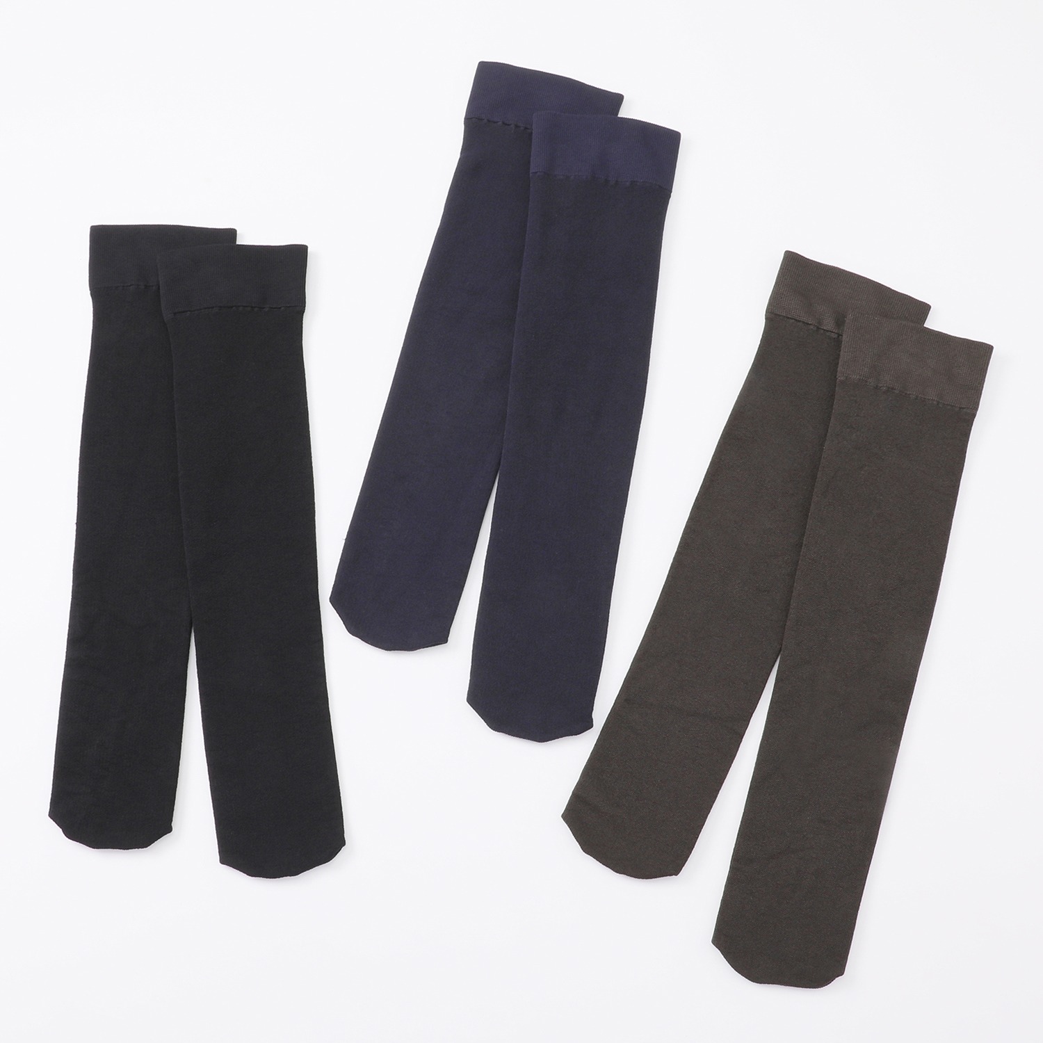 うらぽか あったかパイル ２００デニール ひざ丈ショートタイツ ３足セット