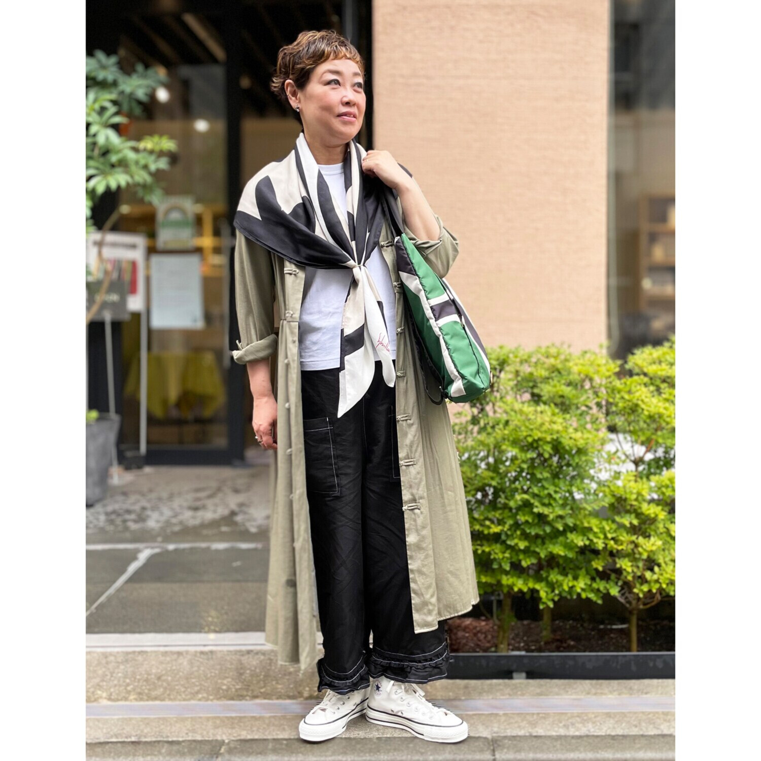 シビラ アレンジリング付 シルクコットン スクエアビッグチーフ