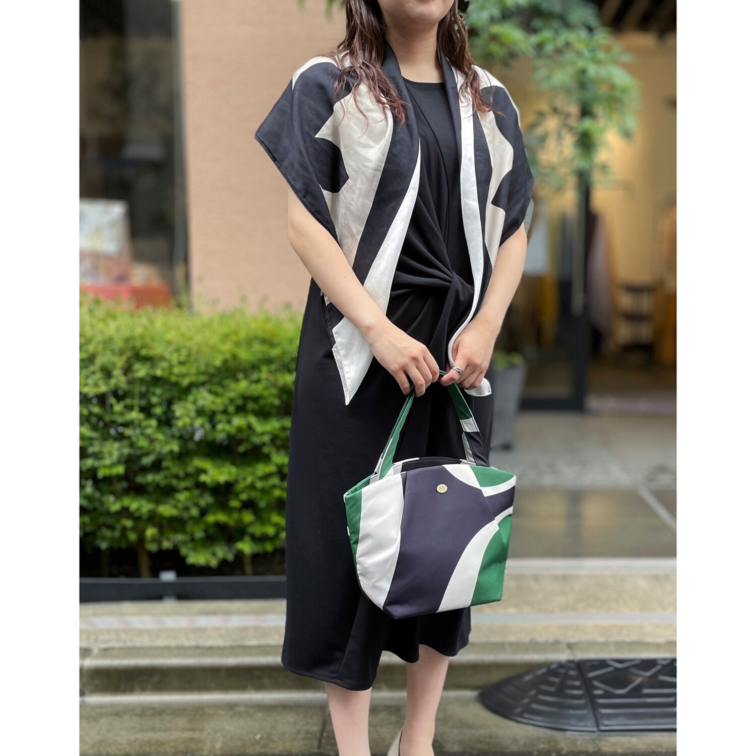 シビラ アレンジリング付 シルクコットン スクエアビッグチーフ