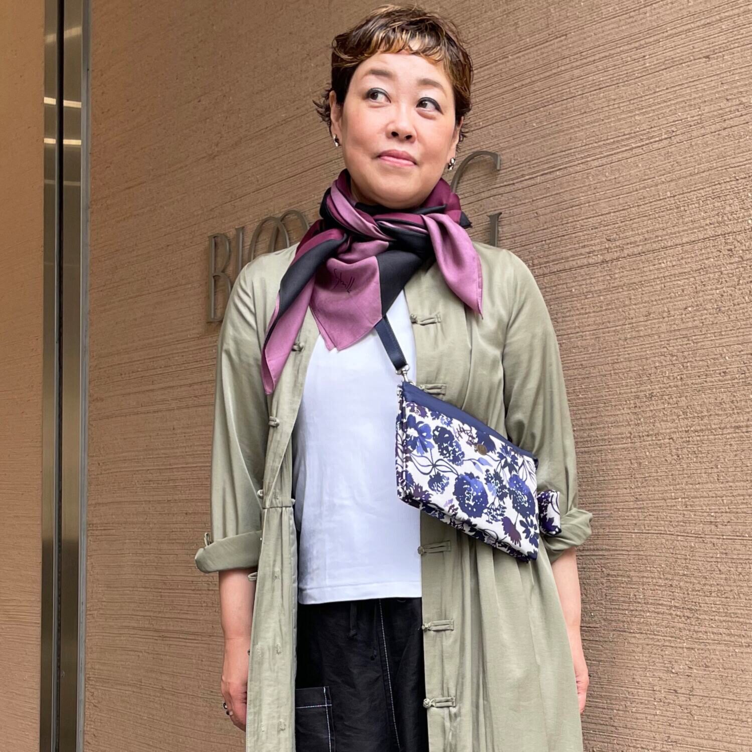 シビラ アレンジリング付 シルクコットン スクエアビッグチーフ