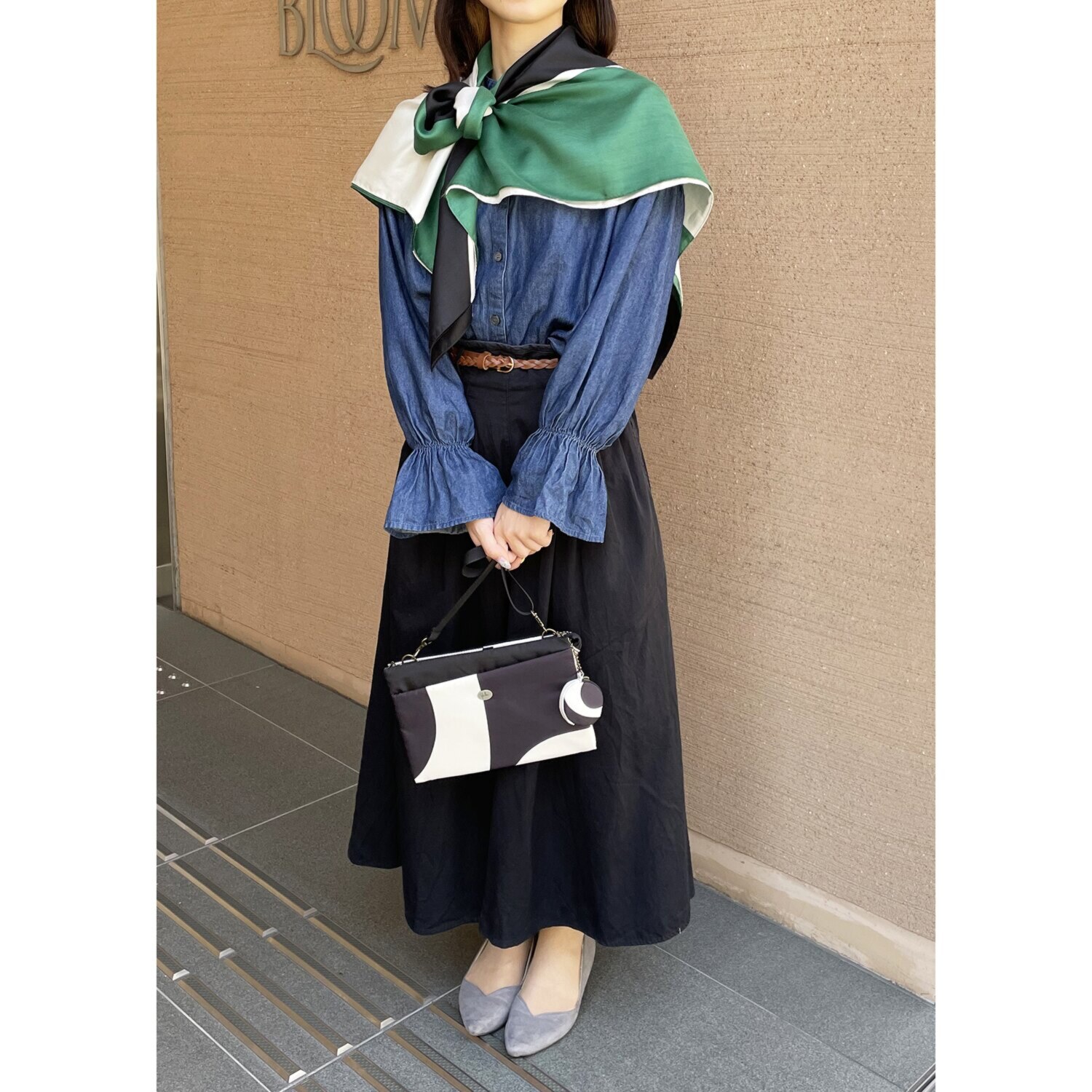 シビラ アレンジリング付 シルクコットン スクエアビッグチーフ