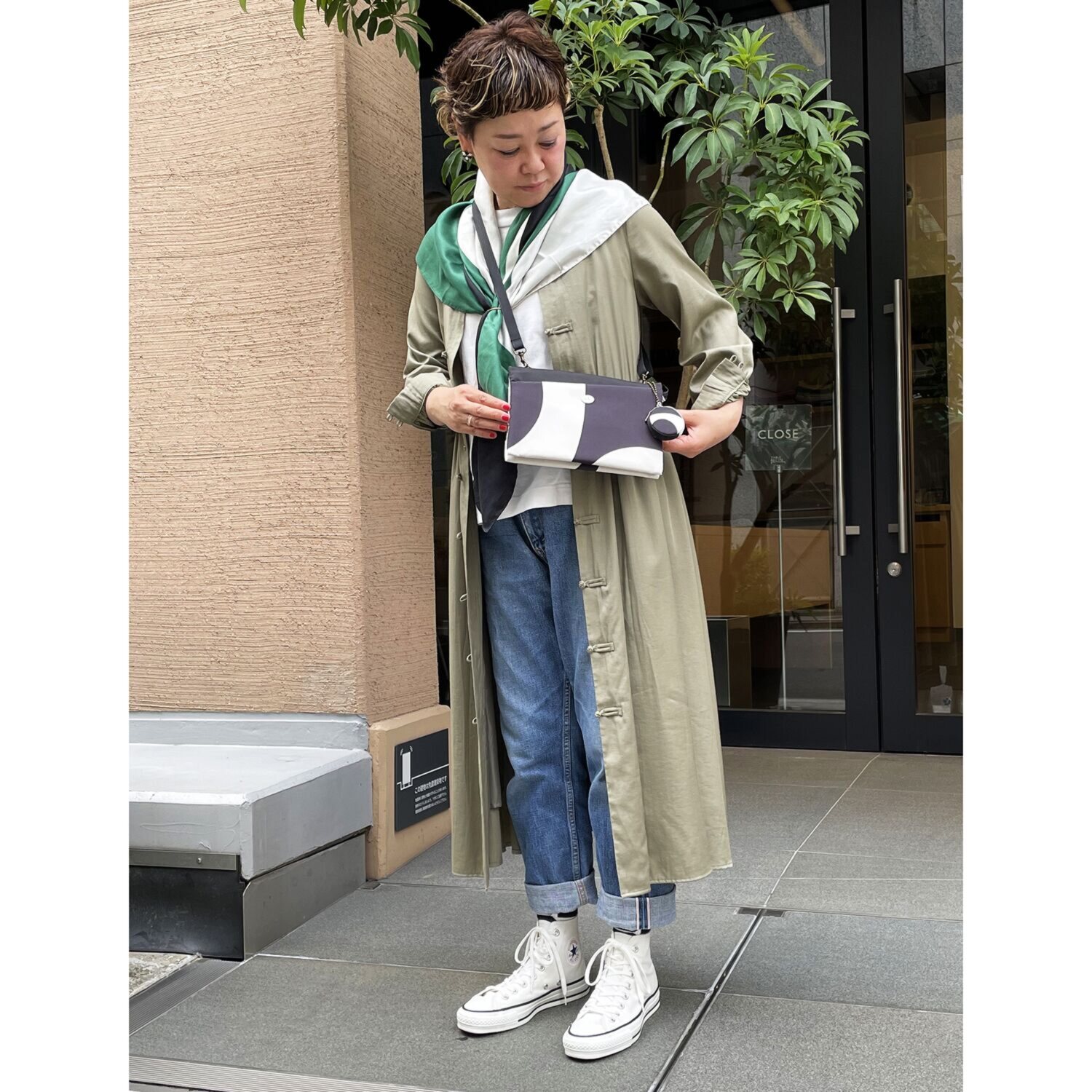 シビラ アレンジリング付 シルクコットン スクエアビッグチーフ