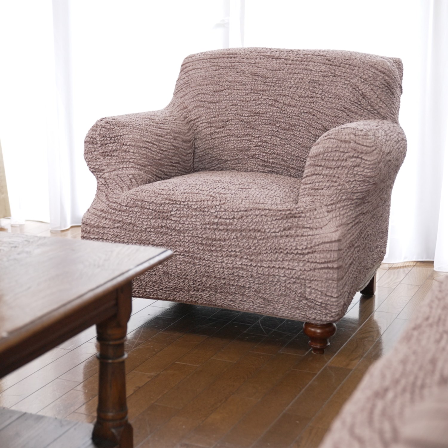 ＜１人掛け＞伸縮自在で取り付け楽々！ 洗えて手触りなめらか イタリア製 マイクロファイバー ソファカバー 