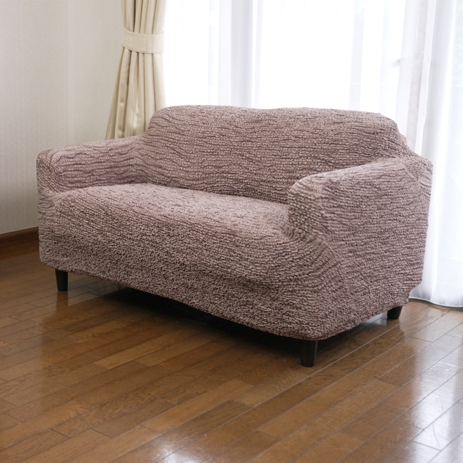 ＜２人掛け＞伸縮自在で取り付け楽々！ 洗えて手触りなめらか イタリア製 マイクロファイバー ソファカバー 