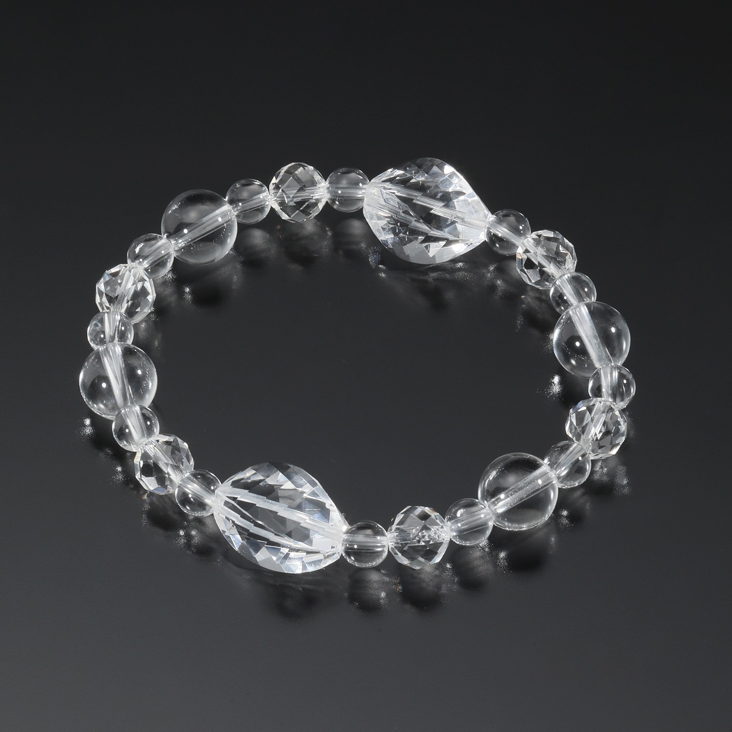 貴煌 ９０カラットＵＰ 天然水晶 ツイストデザイン イラスティック ブレスレット