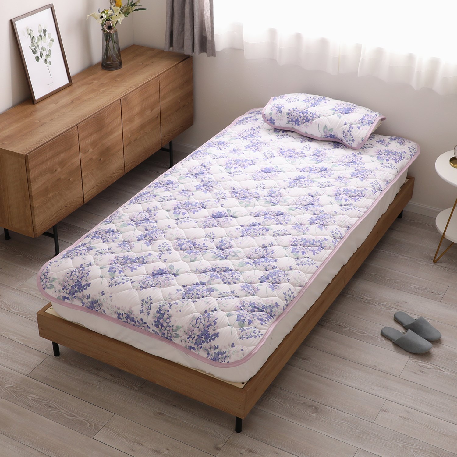 ＜ダブル＞西川 ひんやりやわらか レーヨン消臭敷きパッド 