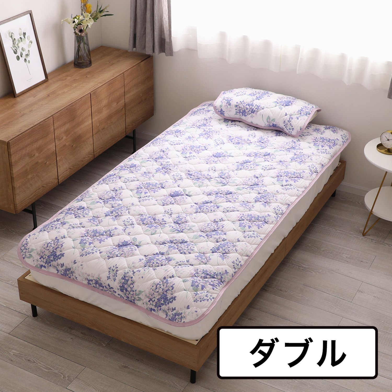 ＜ダブル＞西川 ひんやりやわらか レーヨン消臭敷きパッド 