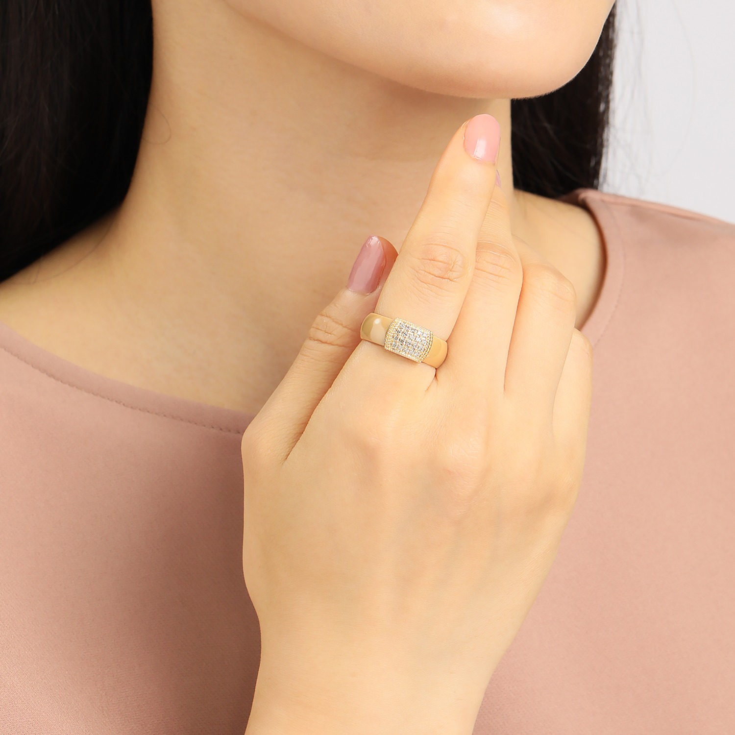 【美品】ソルジェ 18K ダイヤモンド 　　セラミックリング17号サイズ 美品】ソルジェ 18K ダイヤモンド セラミックリング17号サイズ