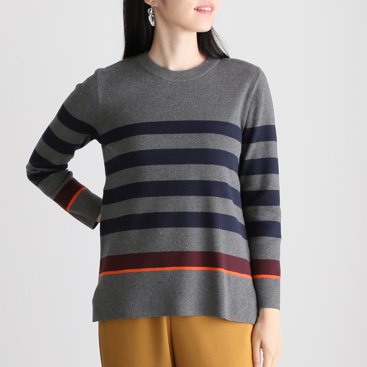 ＜ユニセックス＞スピンブルー 綿１００％ ボーダーニット プルオーバー 