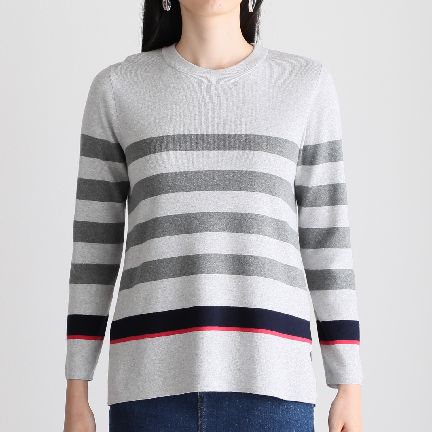 ＜ユニセックス＞スピンブルー 綿１００％ ボーダーニット プルオーバー 