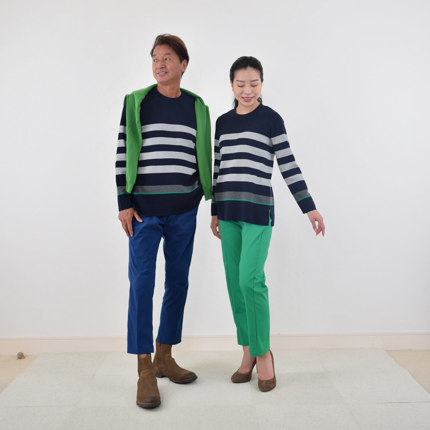 ＜ユニセックス＞スピンブルー 綿１００％ ボーダーニット プルオーバー 