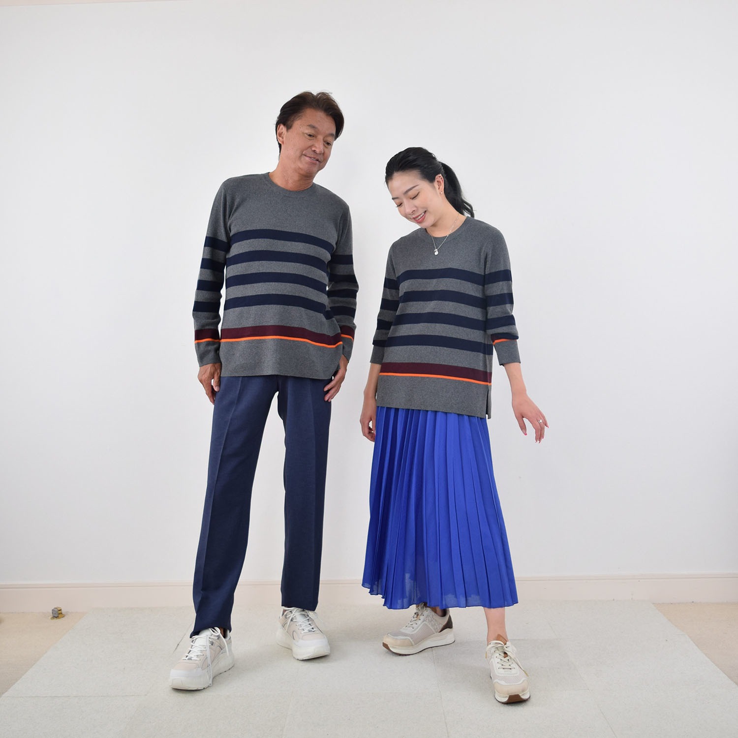 ＜ユニセックス＞スピンブルー 綿１００％ ボーダーニット プルオーバー 