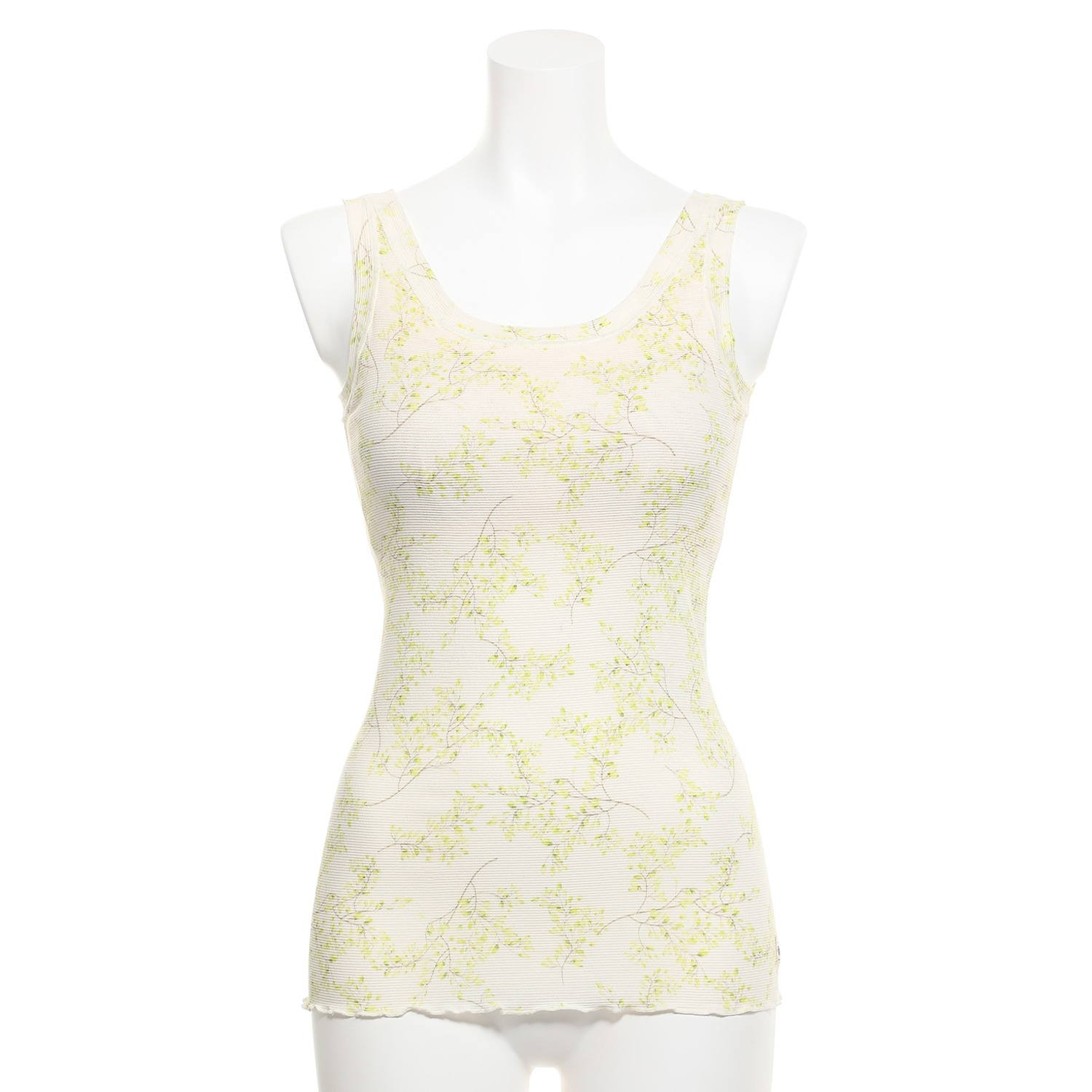 丸福ガーゼ 速乾 綿モダール ボタニカルプリント カップ付タンクトップ