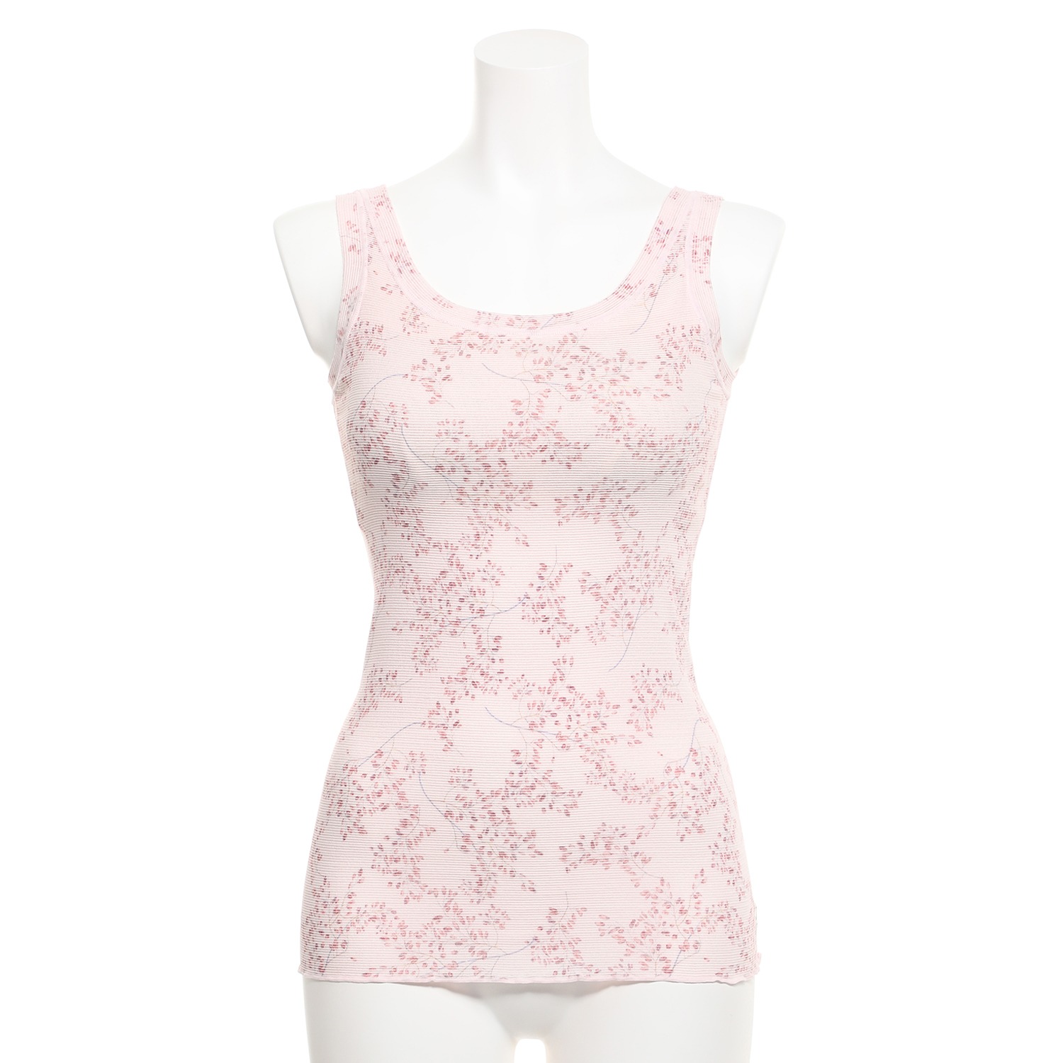 丸福ガーゼ 速乾 綿モダール ボタニカルプリント カップ付タンクトップ