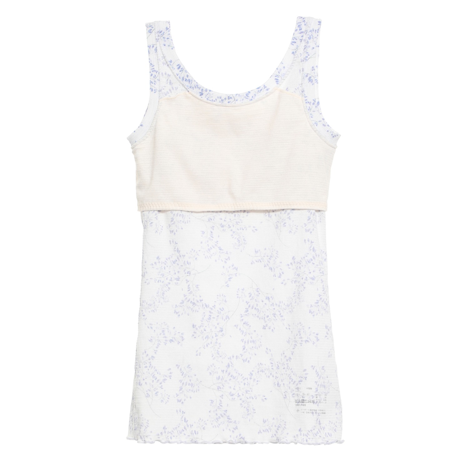 丸福ガーゼ 速乾 綿モダール ボタニカルプリント カップ付タンクトップ