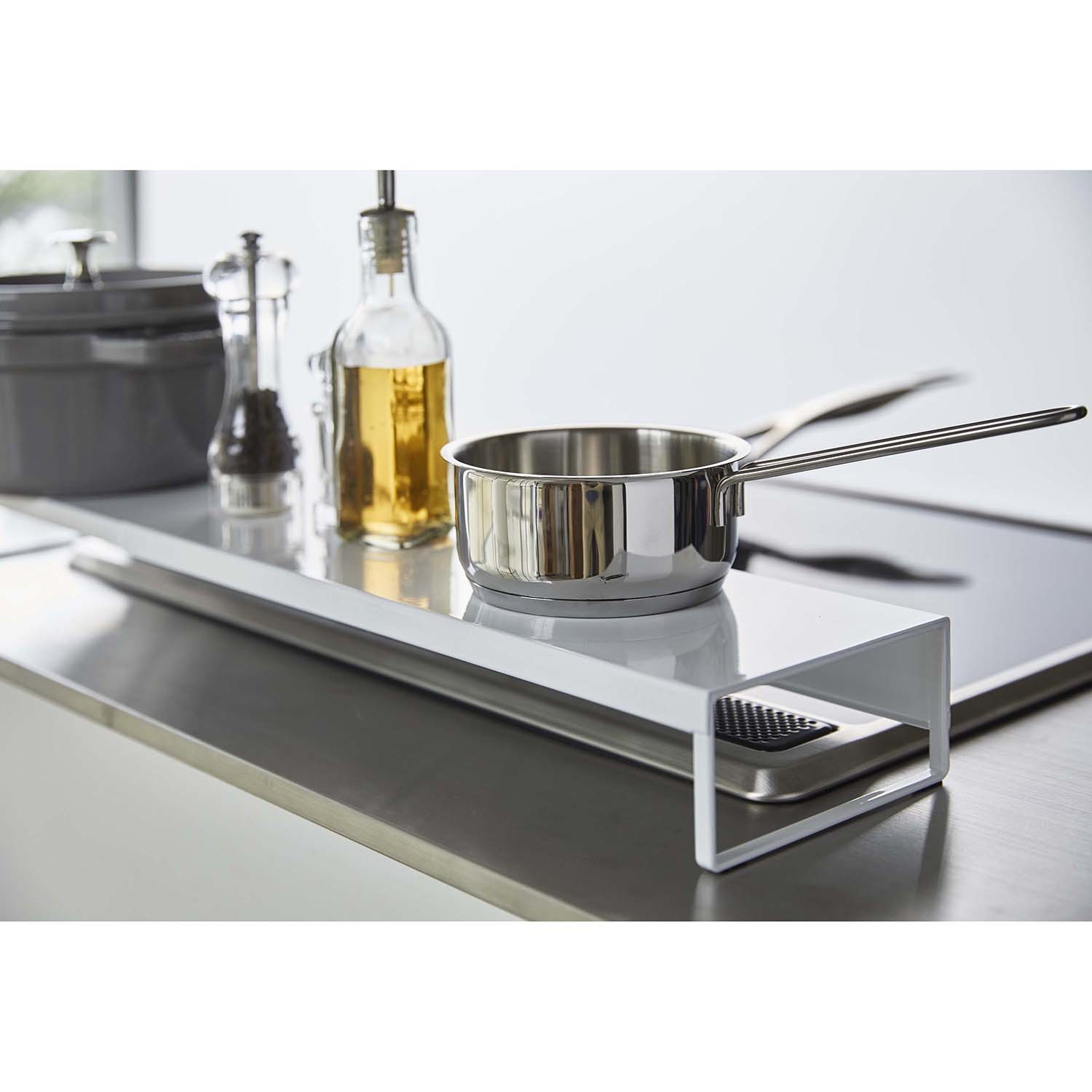 山崎実業　タワー 汚れ防止＆空間有効活用！ 奥行ワイド棚付き 伸縮排気口カバー 