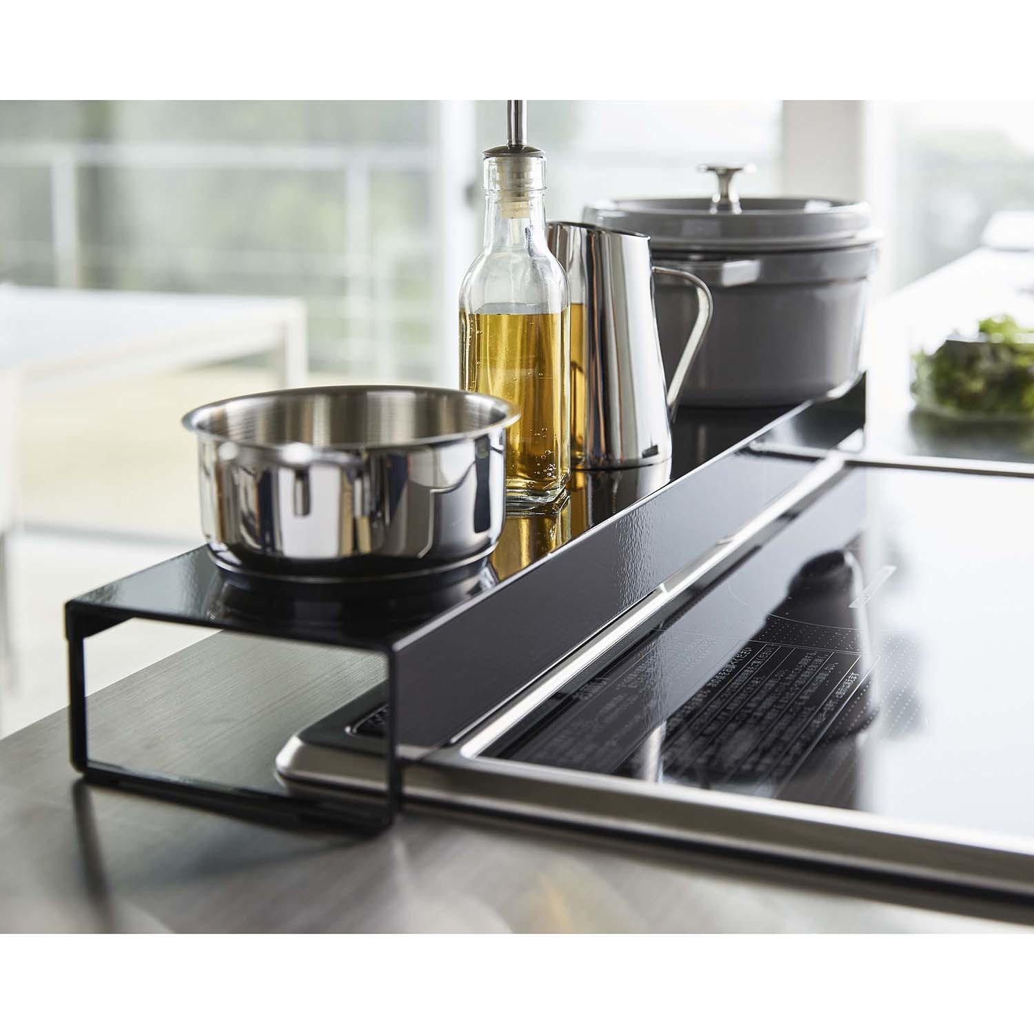 山崎実業　タワー 汚れ防止＆空間有効活用！ 奥行ワイド棚付き 伸縮排気口カバー 