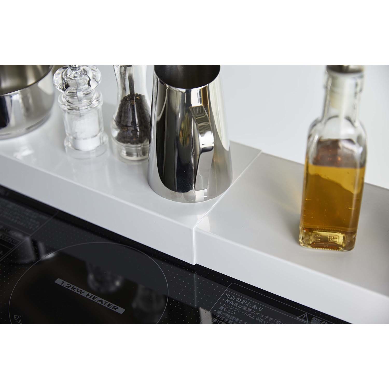 山崎実業　タワー 汚れ防止＆空間有効活用！ 奥行ワイド棚付き 伸縮排気口カバー 